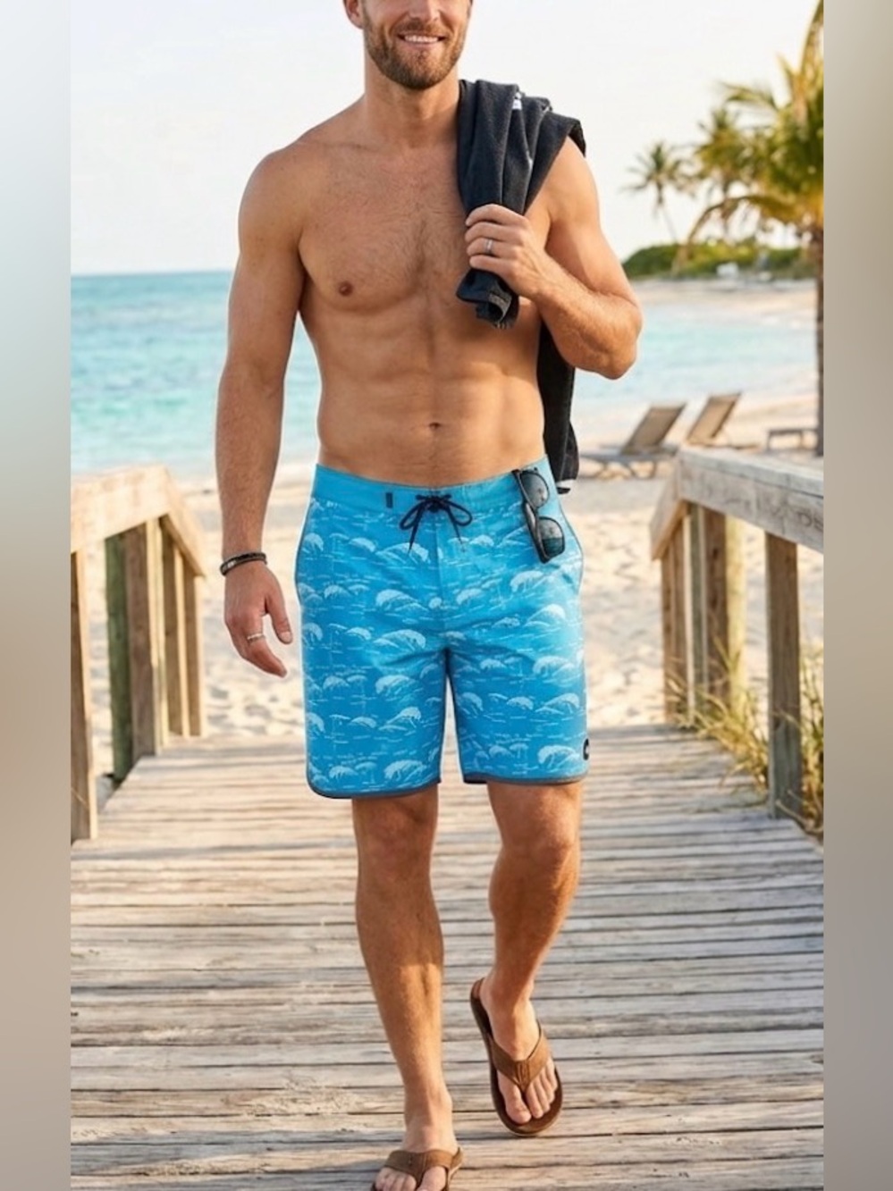 Hurley Phantom Oak Street 20" Boardshorts Swim Trunks Beach Blue Fury Size 31